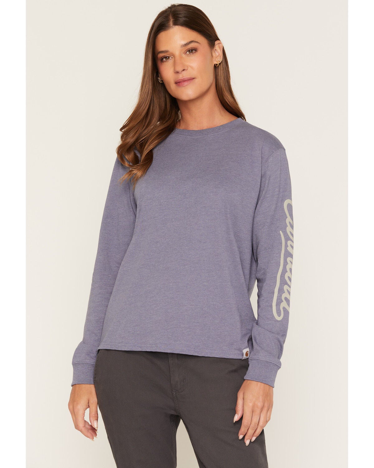 Carhartt Women's Irvine Loose Fit Logo Long Sleeve Work Shirt, Grey, hi-res