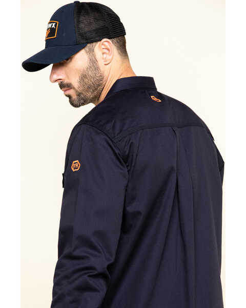 Image #5 - Hawx Men's FR Long Sleeve Button-Down Work Shirt - Big , Navy, hi-res