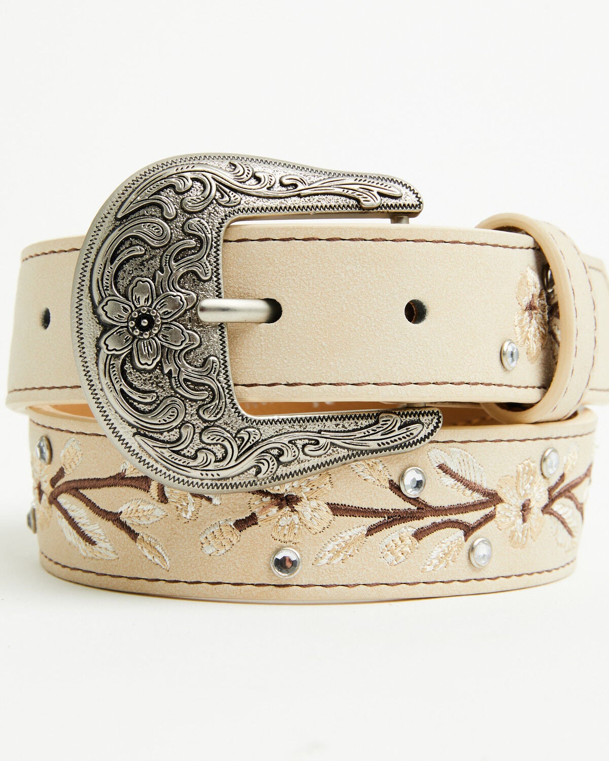 Image #1 - Shyanne Girls' Corrine Floral Embroidered Belt, Cream, hi-res