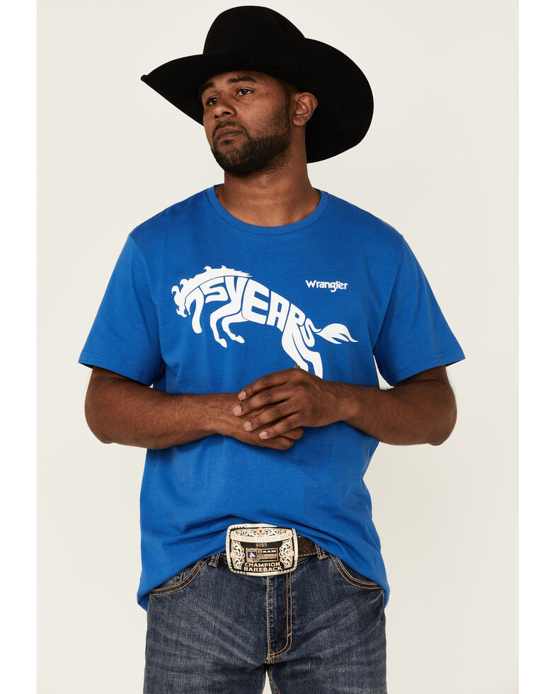 Wrangler Men's 75 Years Horse Graphic T-Shirt , Blue, hi-res
