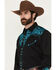 Image #3 - Scully Men's Gunfighter Embroidered Long Sleeve Snap Western Shirt, Turquoise, hi-res