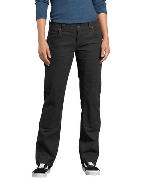 Dickies Women's Stretch Duck Relaxed Double Front Carpenter Pants, Black, hi-res