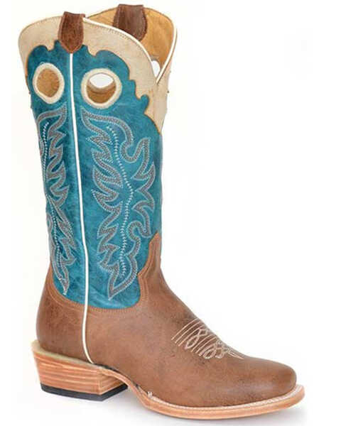 Roper Women's Ride Em' Cowgirl Western Boots - Square Toe, Blue, hi-res