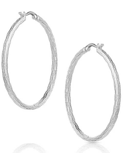Image #2 - Montana Silversmiths Women's Diamond Cut Argyle Hoop Earrings, Silver, hi-res