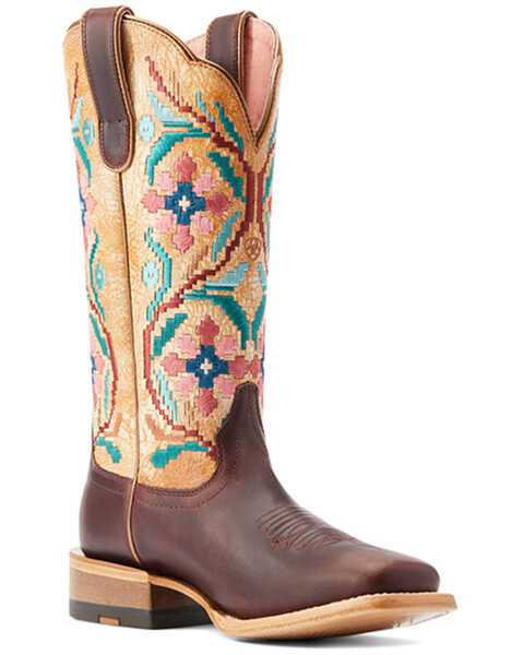 Image #1 - Ariat Women's Frontier Danielle Western Boots - Broad Square Toe , Brown, hi-res
