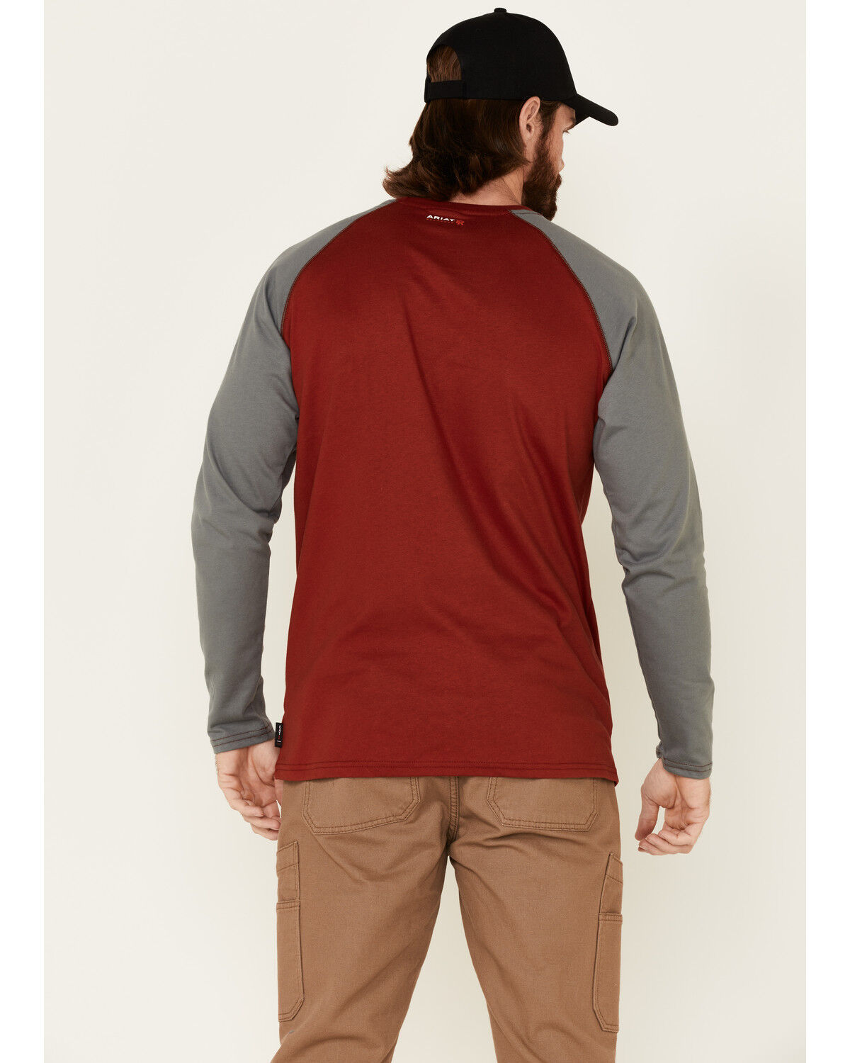 Image #4 - Ariat Men's FR Long Sleeve Baseball Work T-Shirt, Red, hi-res