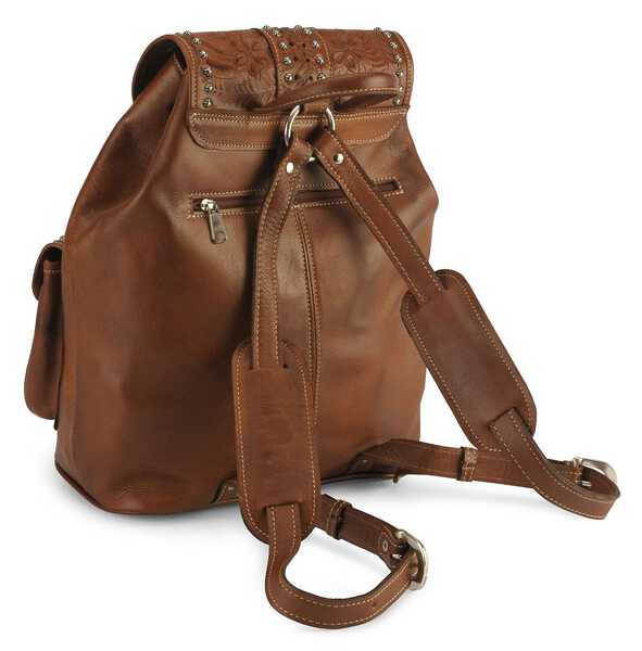American West Leather Backpack, Brown, hi-res