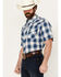 Image #2 - Roper Men's West Made Plaid Print Short Sleeve Snap Western Shirt, Blue, hi-res