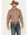 Image #1 - RANK 45® Men's Spur Printed Long Sleeve Button-Down Stretch Western Shirt, Pecan, hi-res