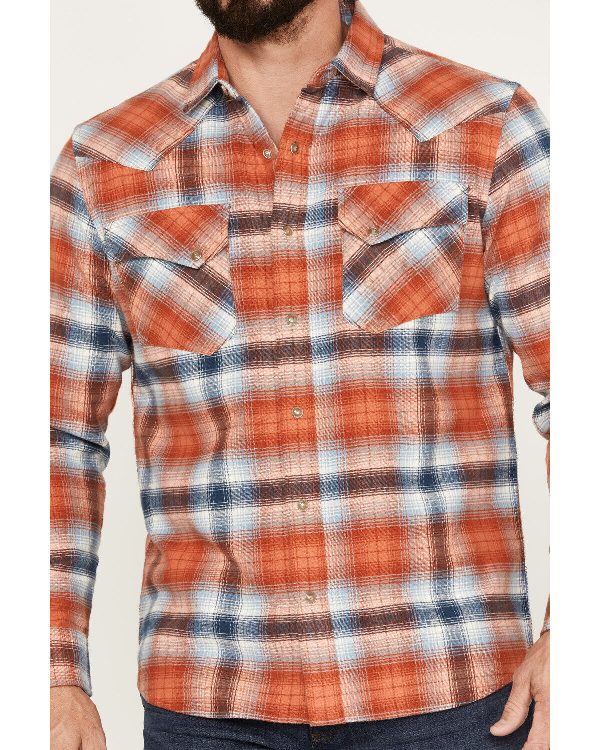 Image #3 - Pendleton Men's Wyatt Plaid Long Sleeve Snap Western Shirt, Red, hi-res