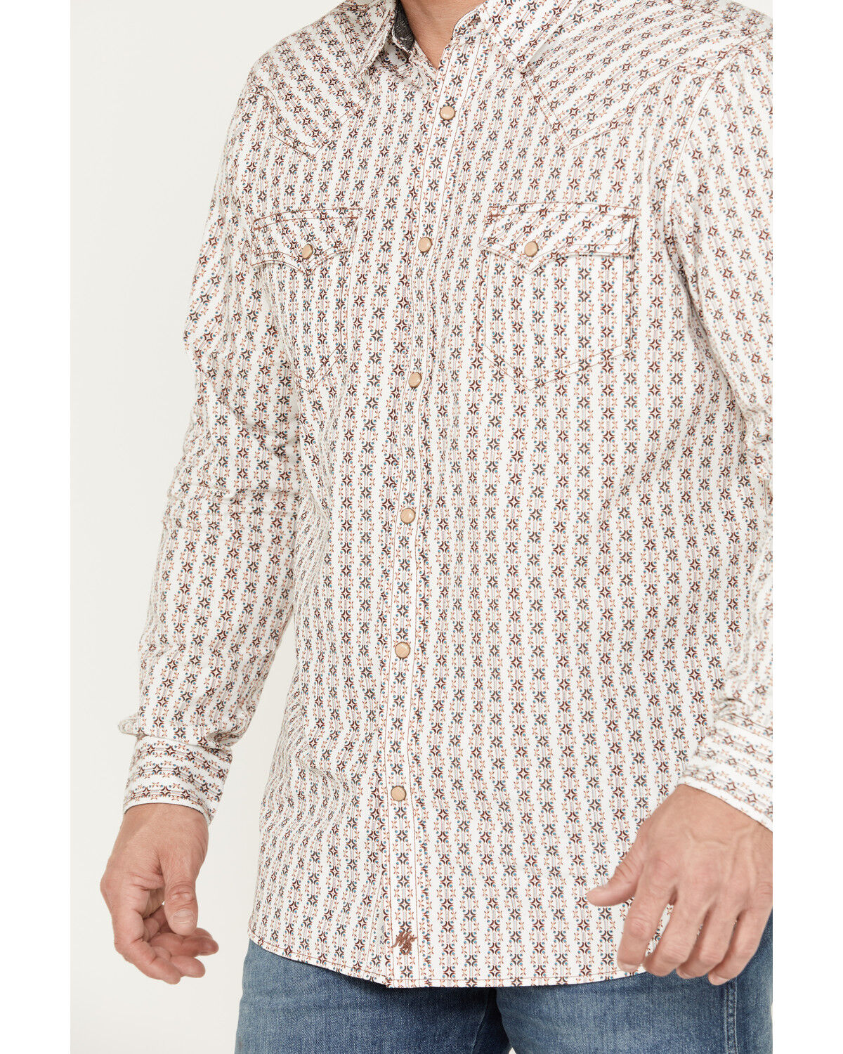 Image #3 - Moonshine Spirit Men's Shin Dig Southwestern Long Sleeve Western Pearl Snap Shirt, Ivory, hi-res