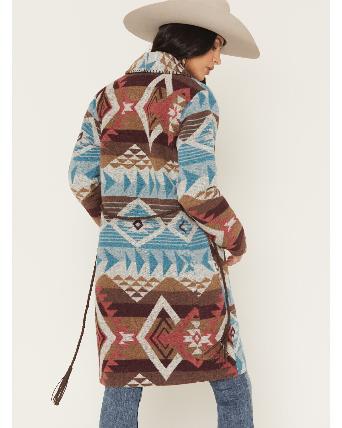 Image #4 - Shyanne Women's Southwestern Print Long Line Coat, Brown, hi-res