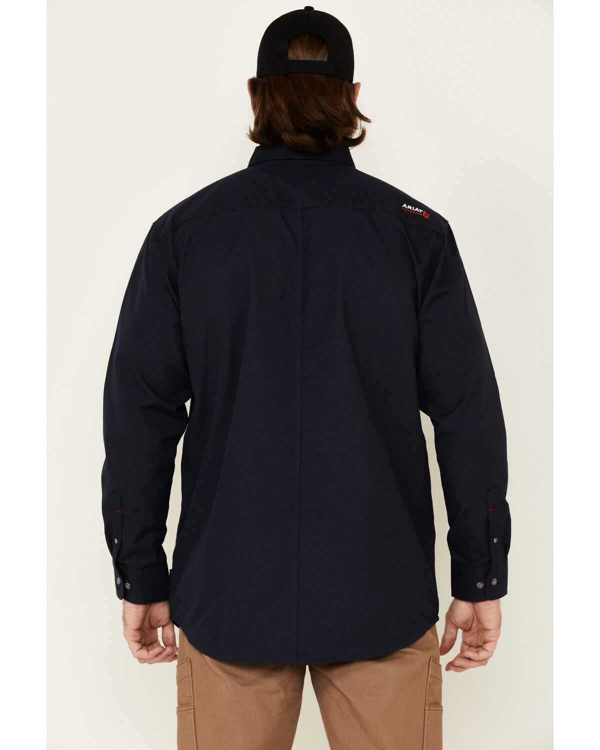 Image #4 - Ariat Men's FR Featherlight Long Sleeve Button Down Work Shirt, Navy, hi-res