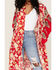 Band of the Free Women's From Paris With Love Floral Print Kimono, Red, hi-res