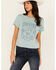 Image #1 - Cleo + Wolf Women's Aiden Short Sleeve Cropped Graphic Tee, Aqua, hi-res