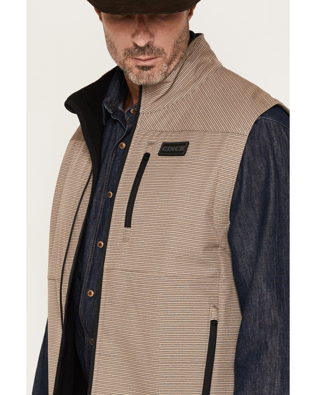Image #2 - Cinch Men's Printed Concealed Carry Softshell Vest, Khaki, hi-res