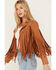 Image #2 - Blue B Women's Studded Fringe Faux Suede Jacket, Camel, hi-res