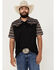 Image #1 - RANK 45® Men's Stripewood Tech Color Block Short Sleeve Button-Down Polo Shirt , Black, hi-res