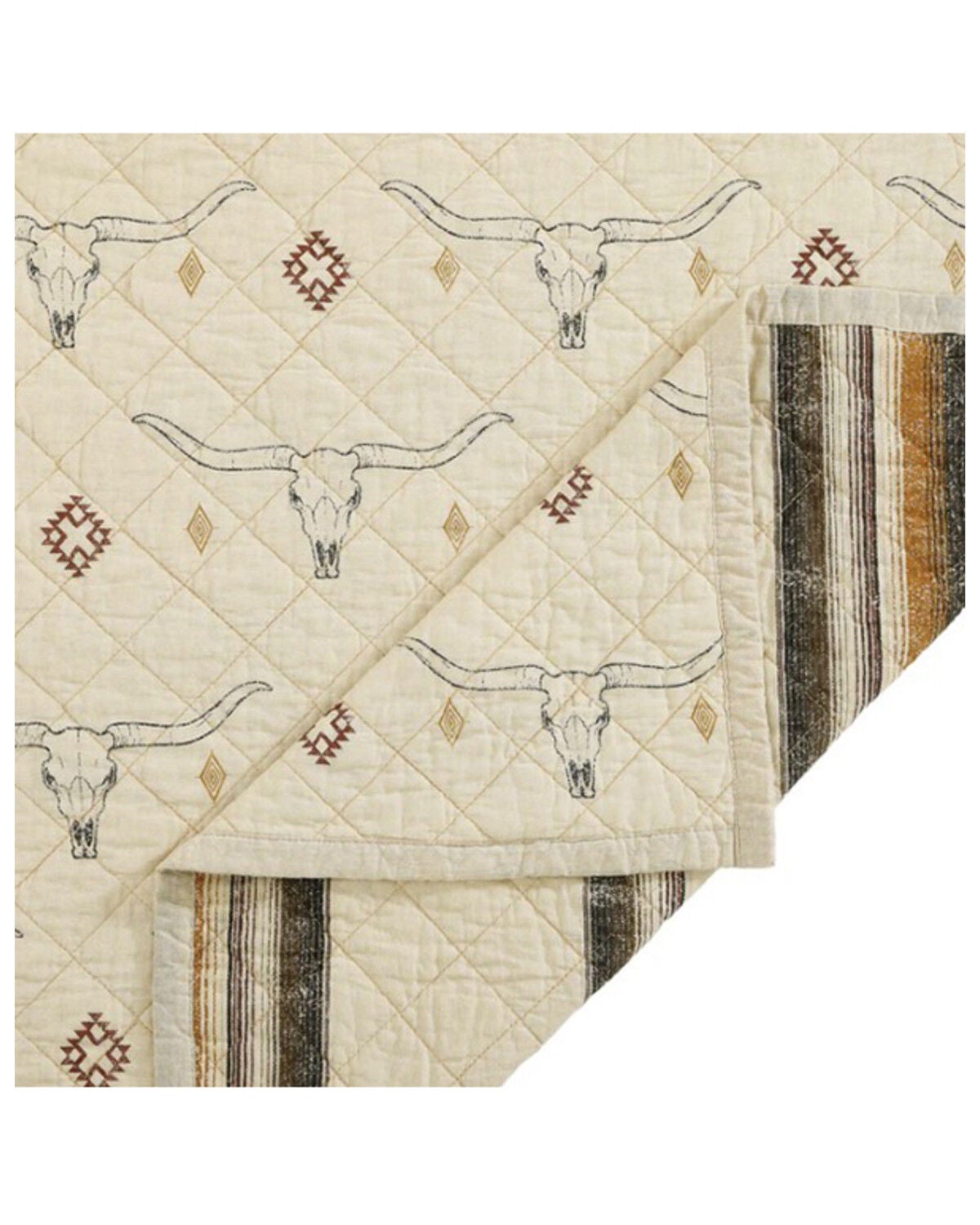 Image #4 - HiEnd Accents Maverick Longhorns Reversible King Size Quilt Set - 3 Piece, Tan, hi-res