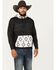 Hooey Men's Lock-Up Southwestern Block Print Hooded Sweatshirt, Black, hi-res
