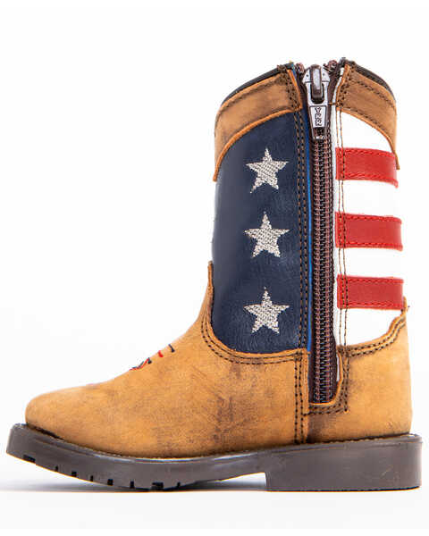 Image #3 - Cody James Toddler Boys' USA Flag Western Boots - Broad Square Toe, Brown, hi-res