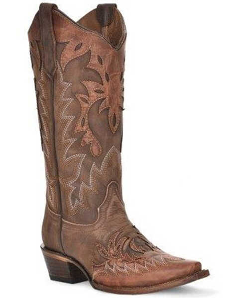 Circle G Women's LD Western Boots - Snip Toe, Chocolate, hi-res
