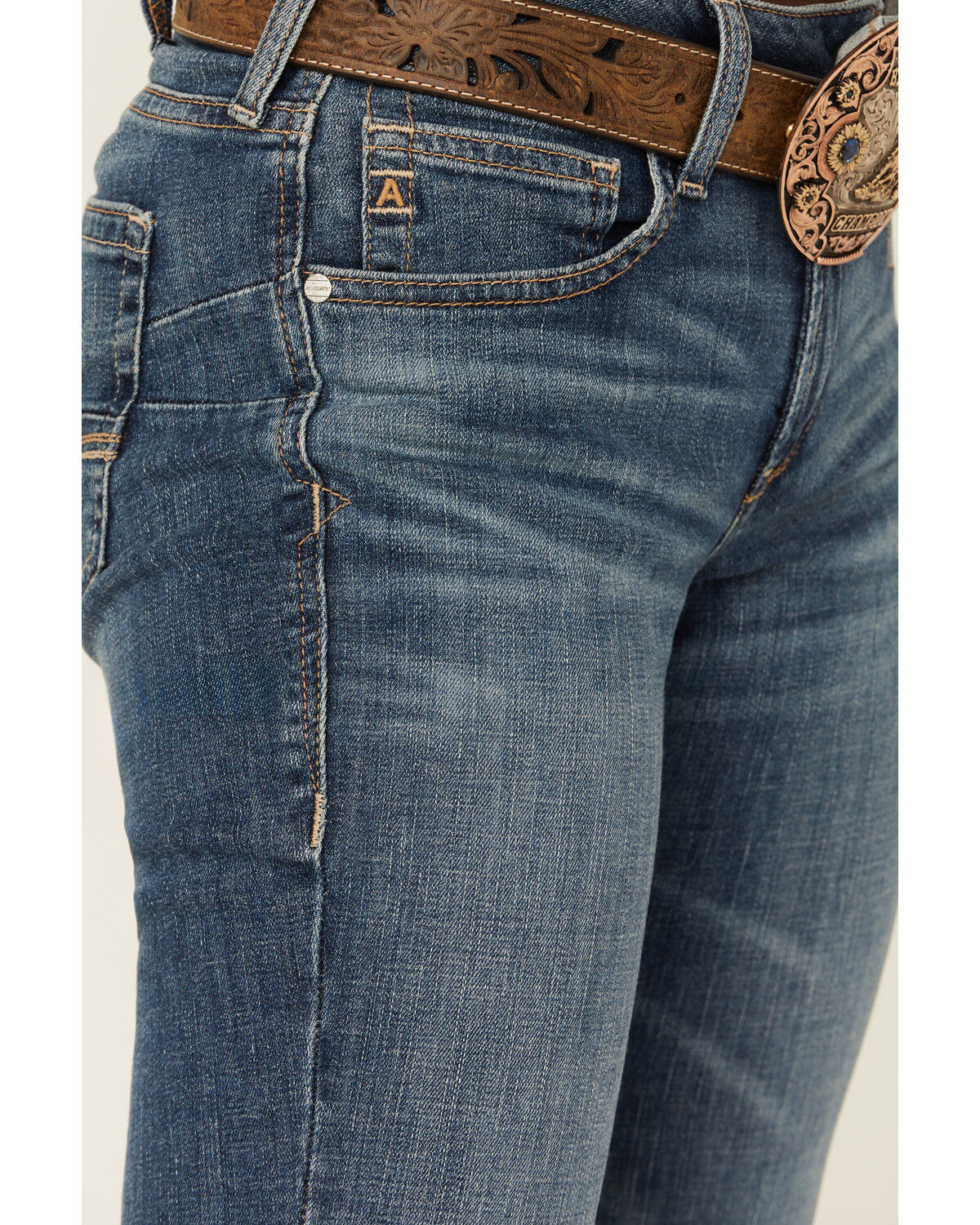Image #4 - Ariat Women's Abigail Dark Wash Perfect Rise Straight Stretch Denim Jeans, Dark Wash, hi-res