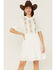 Image #1 - Stetson Women's Embroidered Floral Ruffle Surplice Dress, White, hi-res