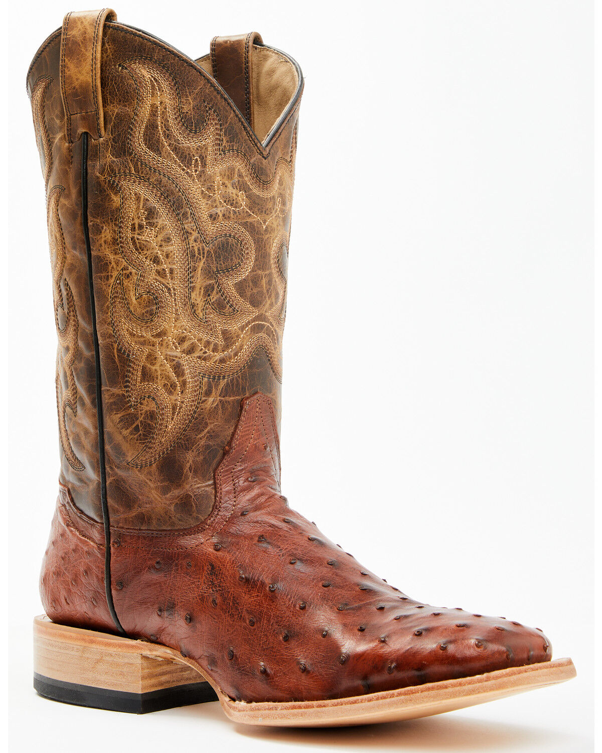 Image #1 - Cody James Men's Exotic Full Quill Ostrich Western Boots - Broad Square Toe, Brown, hi-res