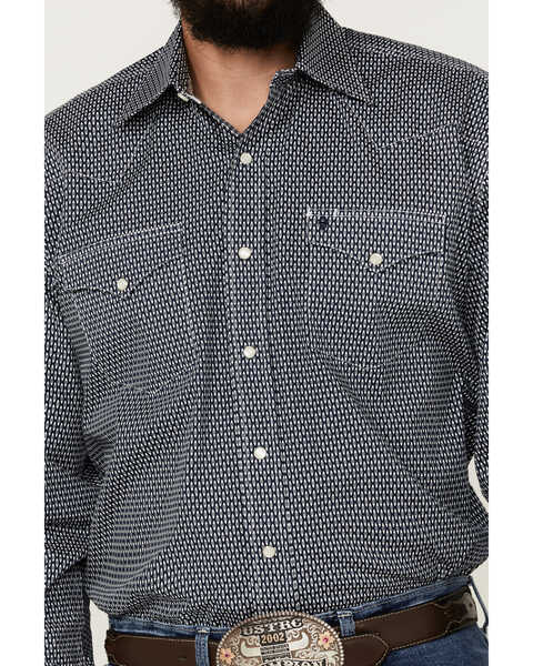 Image #3 - Stetson Men's Geo Print Long Sleeve Pearl Snap Western Shirt, Dark Blue, hi-res