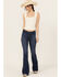 Image #1 - Shyanne Women's Luna High Rise Flare Stretch Denim Jeans, Dark Wash, hi-res