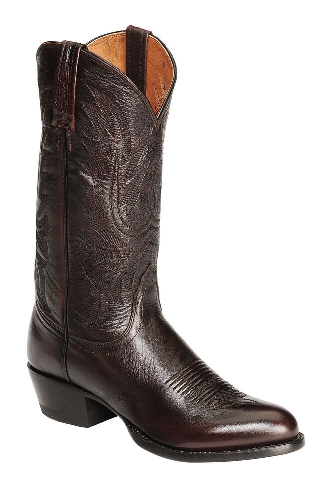Lucchese Handmade Lonestar Calf Cowboy Boots - Medium Toe, Black Cherry, hi-res