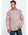 Image #5 - Roper Men's Large Fancy Plaid Long Sleeve Western Shirt , Red, hi-res