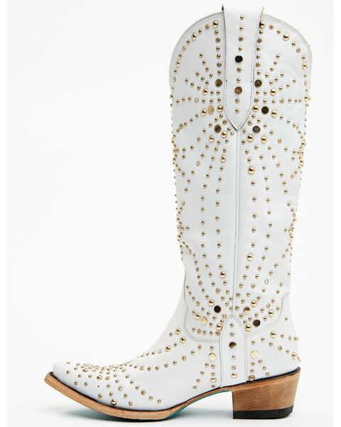 Image #3 - Boot Barn X Lane Women's Exclusive Sparks Fly Satin Pearl Western Bridal Boots - Snip Toe, White, hi-res