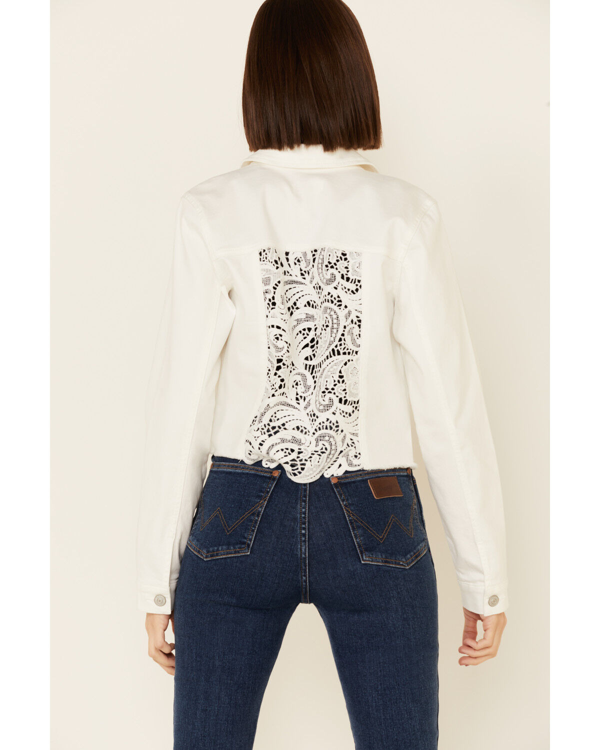 Image #4 - Shyanne Women's Crochet Back Button-Down Crop Jacket, White, hi-res