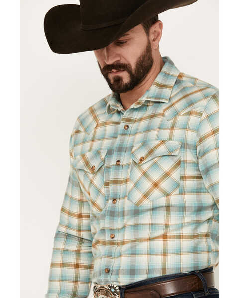 Image #2 - Pendleton Men's Wyatt Plaid Long Sleeve Snap Western Shirt, Seafoam, hi-res