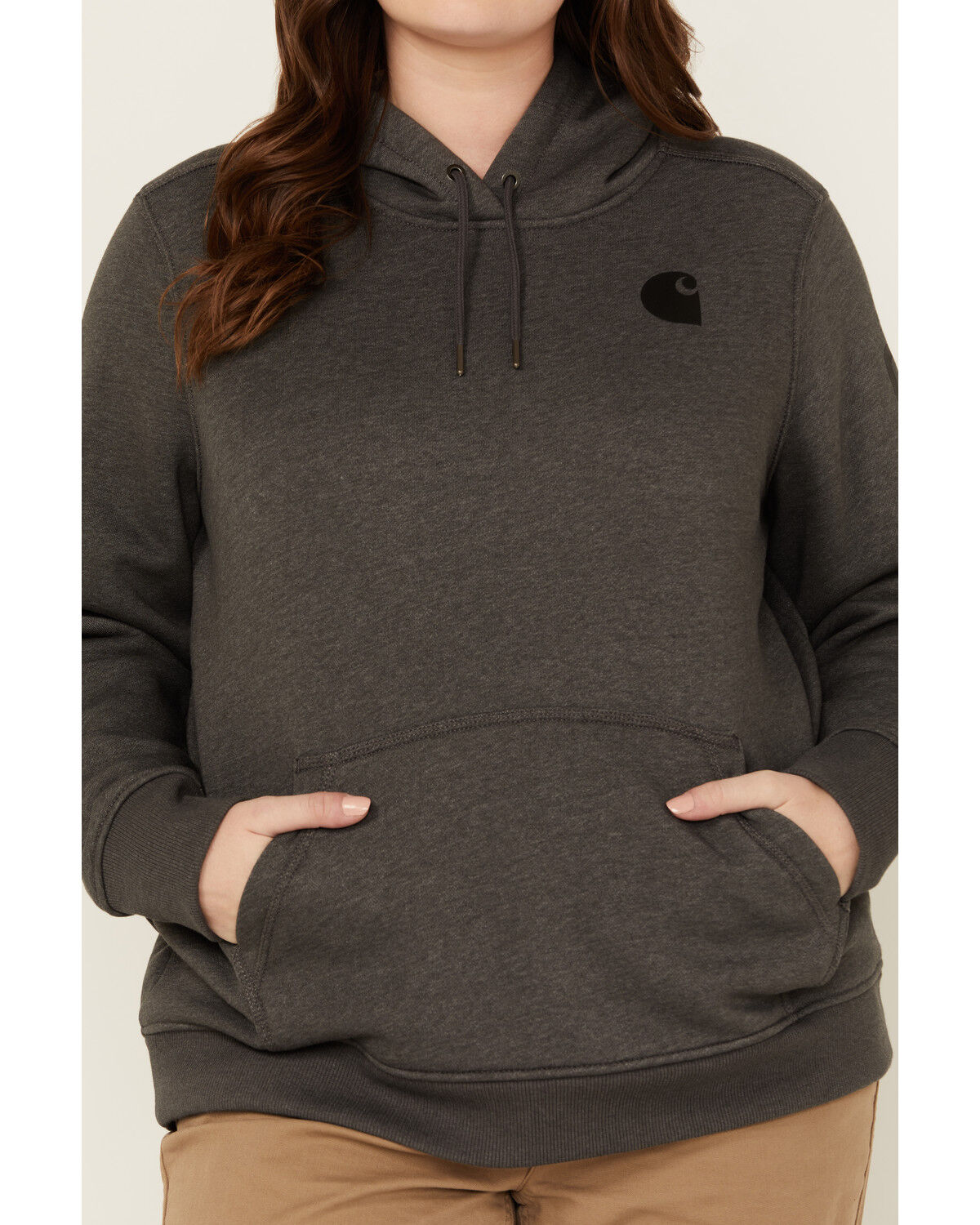 Image #3 - Carhartt Women's Relaxed Fit Midweight Logo Hooded Work Sweatshirt - Plus, Black, hi-res