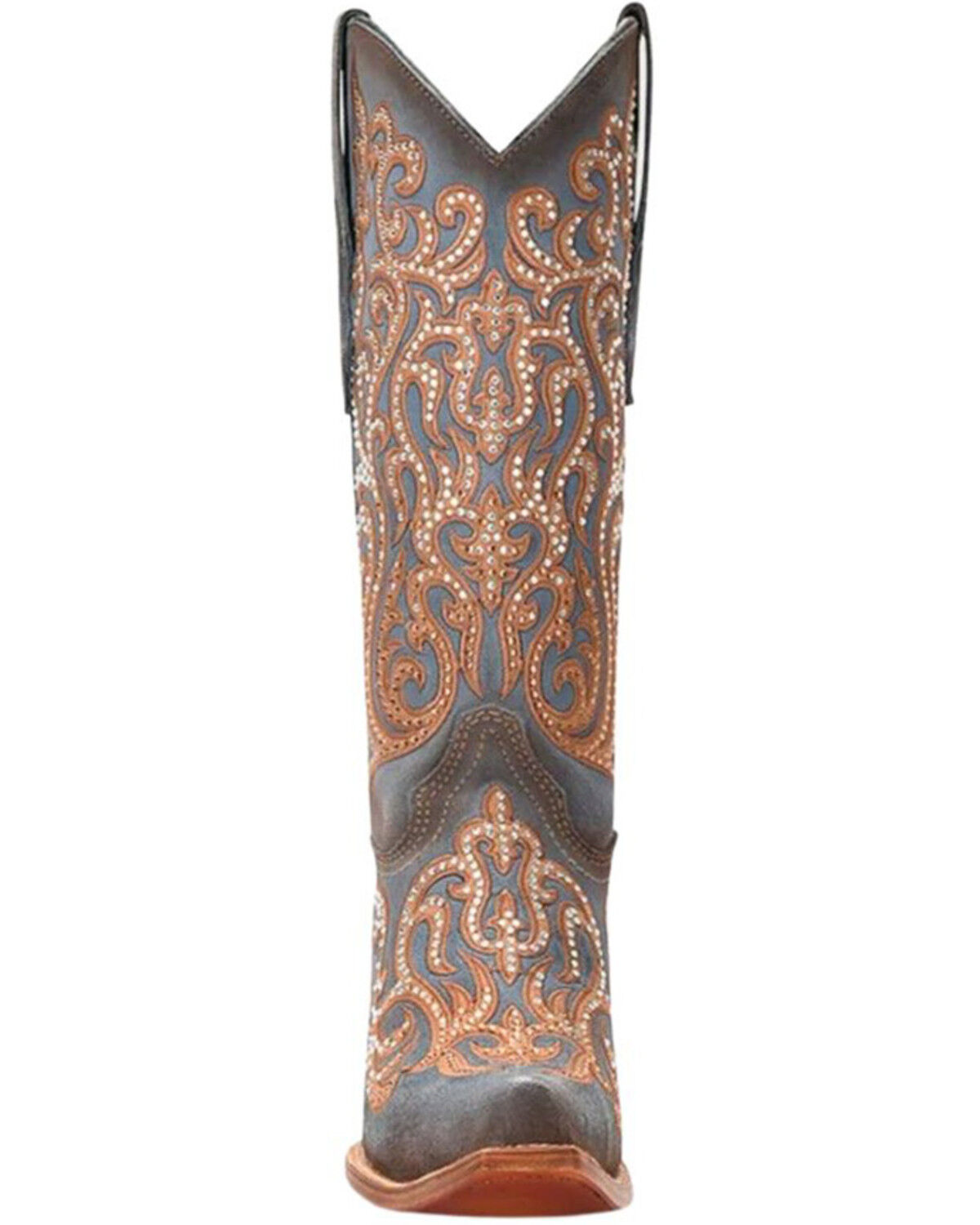 Image #4 - Corral Women's Embroidered Overlay Western Boots - Snip Toe, Blue, hi-res