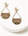Image #1 - Shyanne Women's Summer Moon Antique Gold Teardrop Seed Bead Earrings, Gold, hi-res