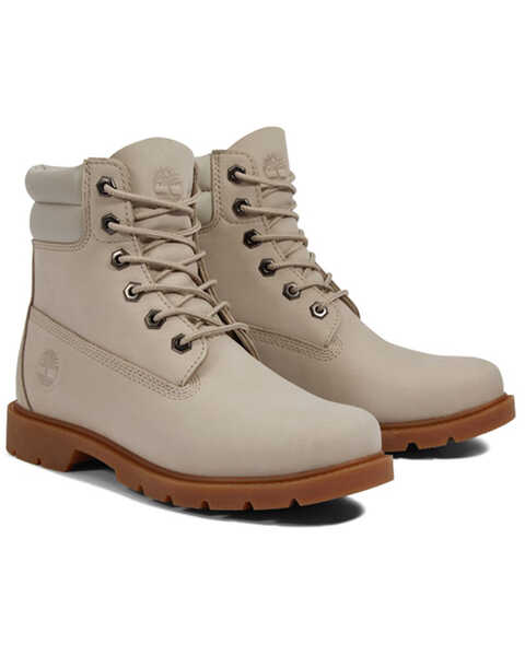 Timberland Women's Linden Woods Taupe 6" Lace-Up WP Work Boots - Round Toe , Taupe, hi-res