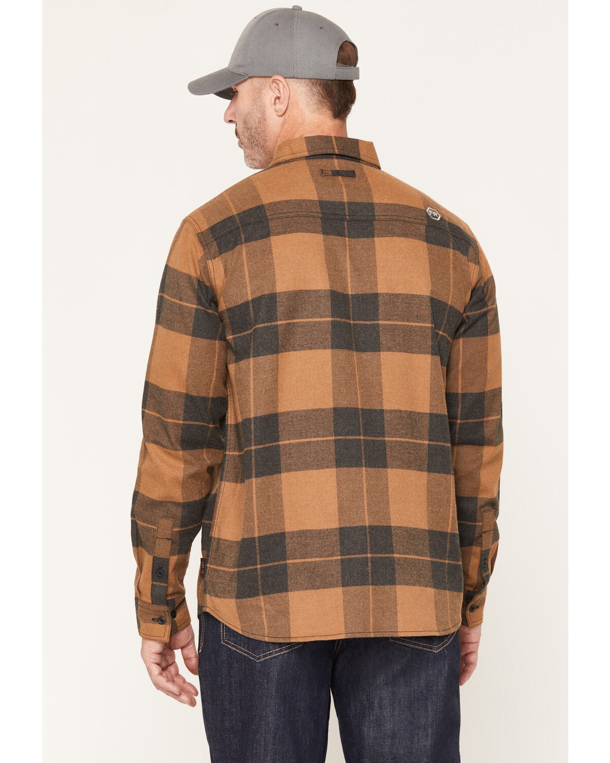 Image #4 - Hawx Men's FR Nordmann Plaid Print Long Sleeve Button-Down Flannel Work Shirt, Khaki, hi-res