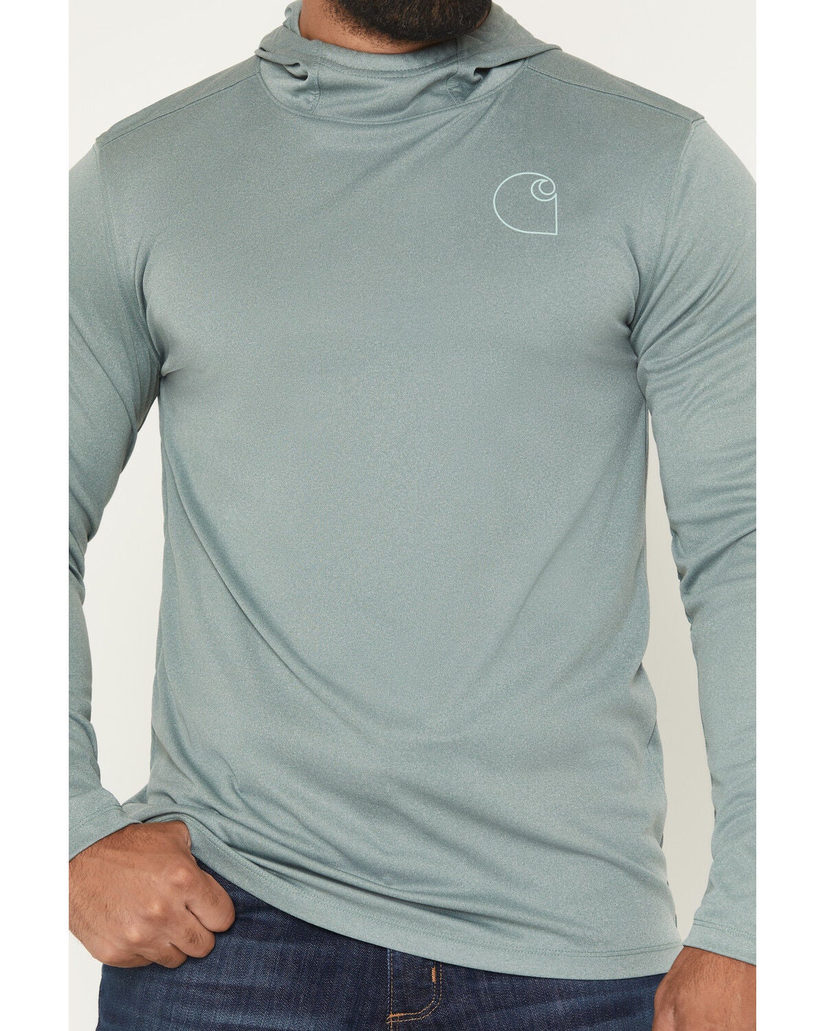 Image #3 - Carhartt Men's Force Sun Defender&trade; Relaxed Fit Logo Hooded Shirt, Green, hi-res