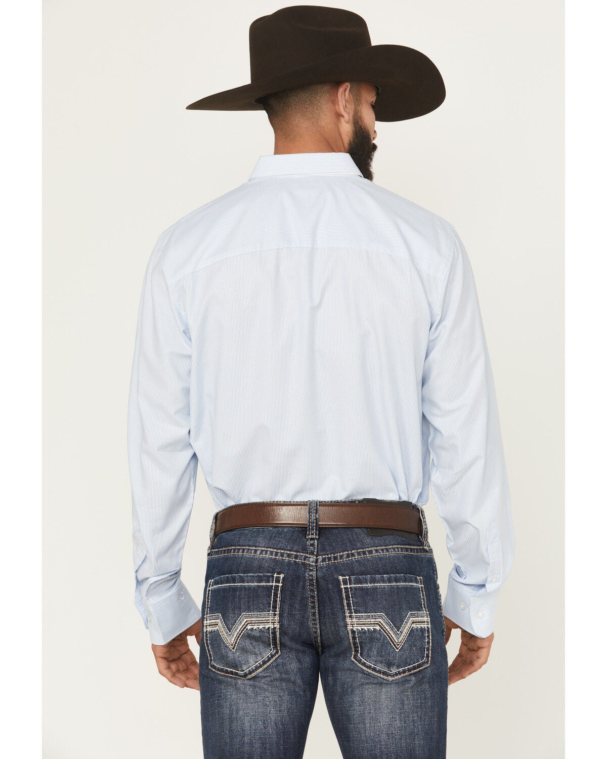 Image #4 - Wrangler X Cody Johnson Men's Non-Solid Solid Long Sleeve Button-Down Western Shirt - Tall, Blue, hi-res