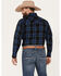 Image #4 - Ely Walker Men's Plaid Print Long Sleeve Snap Western Shirt, Black, hi-res