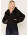 Image #1 - Free People Women's Fleur De Lis Denim Puffer Jacket, Black, hi-res