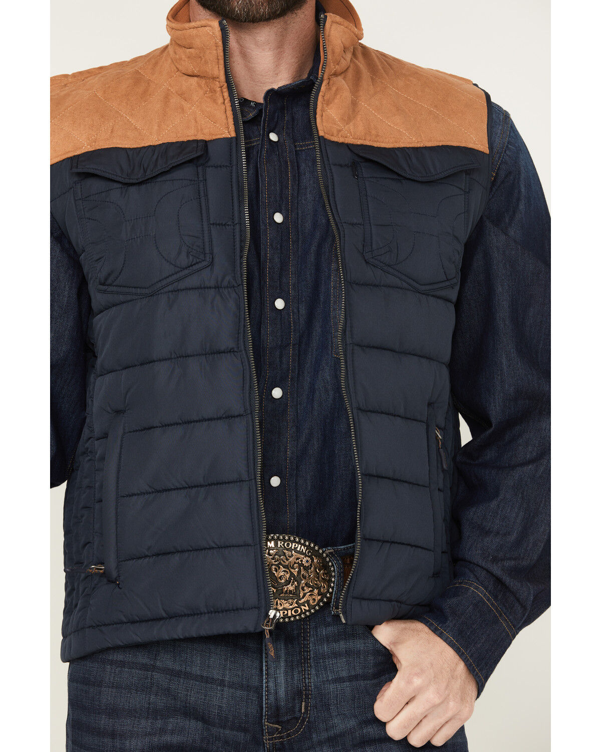 Image #3 - Hooey Men's Packable Vest, Navy, hi-res