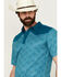 Image #2 - RANK 45® Men's Cameron Color Block Short Sleeve Polo Shirt , Teal, hi-res