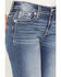Image #4 - Miss Me Women's Dark Wash Mid Rise Winged Pocket 32" Bootcut Stretch Denim Jeans, Dark Wash, hi-res