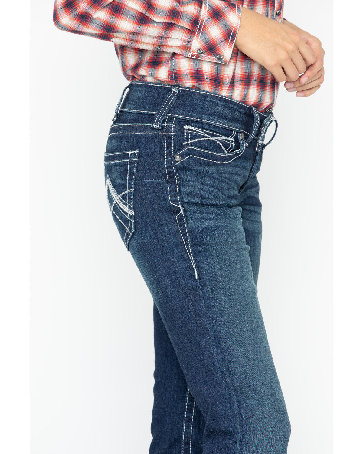Image #5 - Ariat Women's Mid Rise Icon Stackable Straight Leg Jeans, Indigo, hi-res