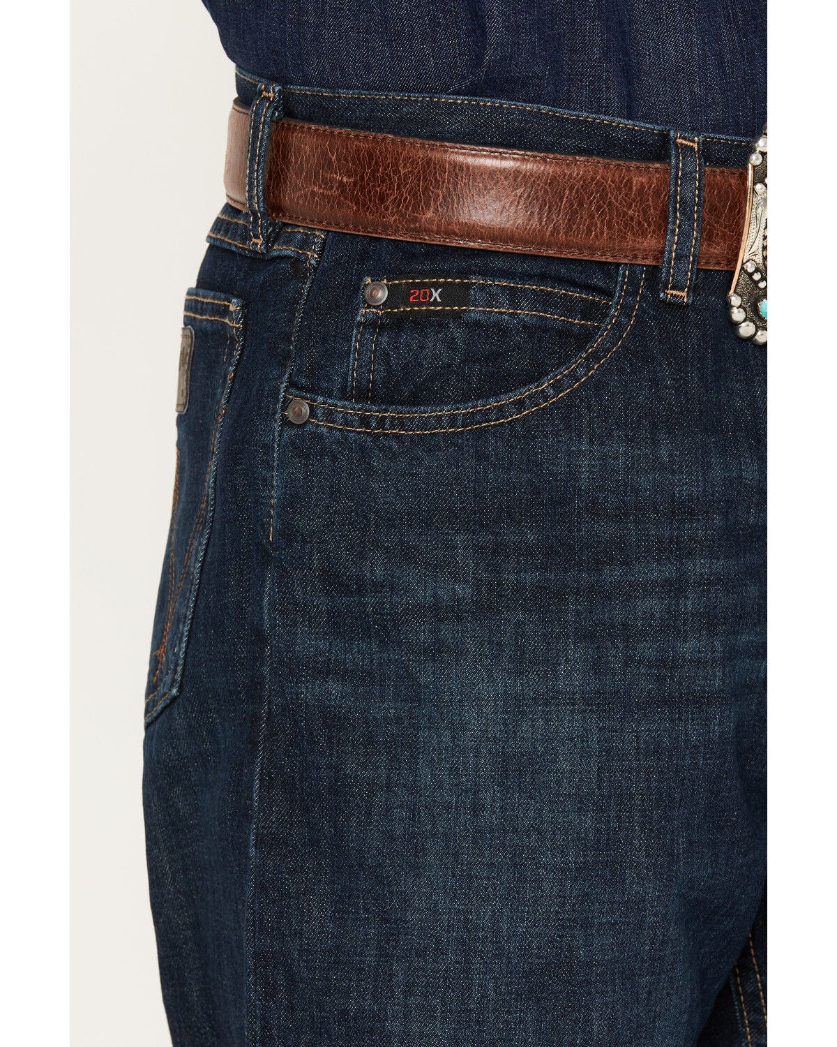 Image #2 - Wrangler 20X Men's Competition Low Rise Relaxed Fit Bootcut Jeans, Dark Blue, hi-res